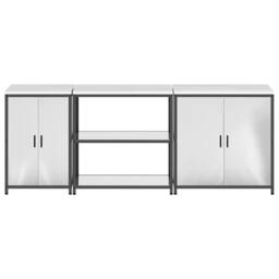 Berkfield Home with Shelf Other with Storage with Door 3 pcs Stainless steel in Silver - thumbnail 9