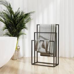 Berkfield Home Freestanding Towel Rack Black 48x24x79 cm Iron - Size: 48 x 24 x 79 cm - thumbnail 1