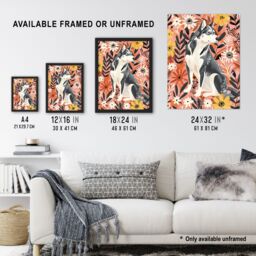 Artery8 Dog Lover Siberian Husky Rustic Pink Floral Framed Wall Art - Size: A4 - thumbnail 3