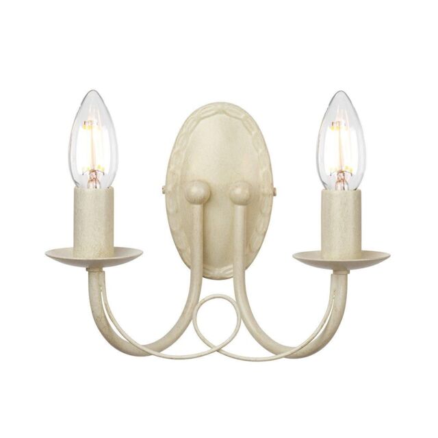 Netlighting Minster 2 Light Indoor Candle Wall Light Gold Ivory E14 in White