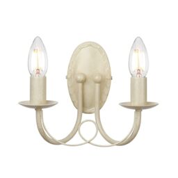 Netlighting Minster 2 Light Indoor Candle Wall Light Gold Ivory E14 in White