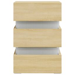 Berkfield Home LED Bedside Cabinet Sonoma Oak 45x35x67 cm Engineered Wood in Brown - Size: 45 x 35 x 67 cm - thumbnail 6