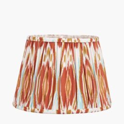 Ruma Orange Ikat Patterned Mushroom Pleat Tapered Lampshade in Red - Size: 18 inches - thumbnail 2