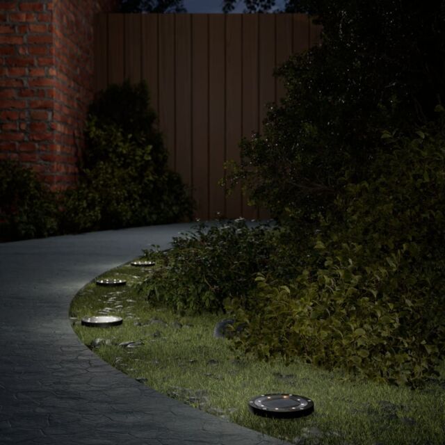 Berkfield Home Solar Ground Lights with Ground Spikes Outdoor 4 pcs Warm White in Black - image 1