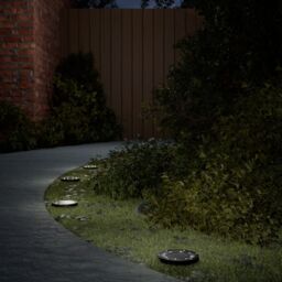 Berkfield Home Solar Ground Lights with Ground Spikes Outdoor 4 pcs Warm White in Black - thumbnail 1