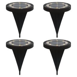 Berkfield Home Solar Ground Lights with Ground Spikes Outdoor 4 pcs Warm White in Black - thumbnail 2