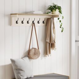 Hallway 7 Double Coat Hooks Wall Mounted with Shelf