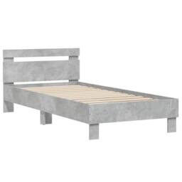 Berkfield Home Bed Frame without Mattress with Headboard Concrete Grey 75x190 cm Small Single - thumbnail 3