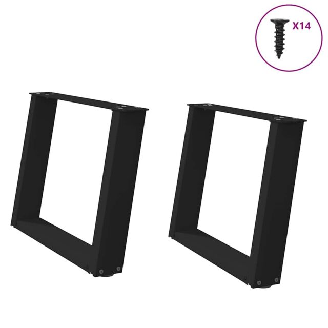Berkfield Home Coffee Table Legs U-Shaped 2 pcs Black 70x(42-43) cm Steel - image 1