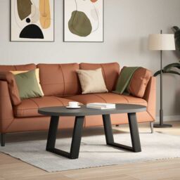 Berkfield Home Coffee Table Legs U-Shaped 2 pcs Black 70x(42-43) cm Steel - thumbnail 3