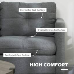 Wyld Haus Malala Grey 2 Seater Loveseat Sofa Linen Look Upholstery Steel Legs - thumbnail 5