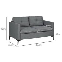 Wyld Haus Malala Grey 2 Seater Loveseat Sofa Linen Look Upholstery Steel Legs - thumbnail 3