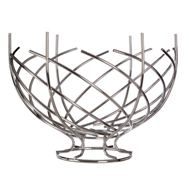 Orsina Nest Shape Chrome Fruit Basket, Modern & Eye-Catching Fruit & Vegetable Basket, Exotic Fruit Basket in Silver - image 1