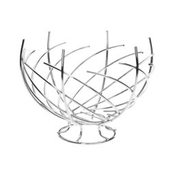 Orsina Nest Shape Chrome Fruit Basket, Modern & Eye-Catching Fruit & Vegetable Basket, Exotic Fruit Basket in Silver - thumbnail 2