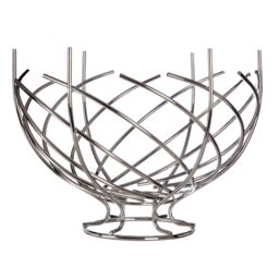Orsina Nest Shape Chrome Fruit Basket, Modern & Eye-Catching Fruit & Vegetable Basket, Exotic Fruit Basket in Silver