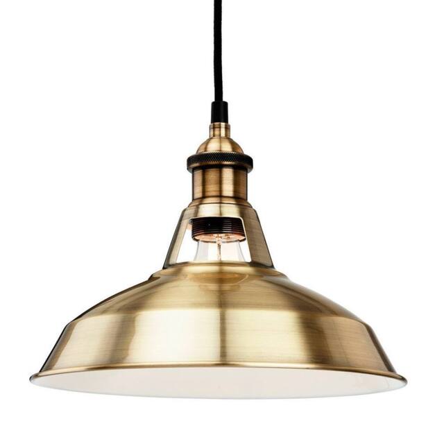 Netlighting Albany 1 Light Dome Ceiling Pendant Antique Brass E27 in Bronze