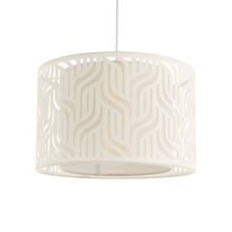 First Choice Lighting Mylo - Taupe Linen Cut Out 35cm Easy Fit Pendant Shade in Cream - thumbnail 1