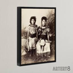 "Artery8 Burton Brothers Photograph of Samoan Princesses Framed Canvas Art in Brown - Size: W12"" x H16""" - thumbnail 2