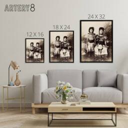 "Artery8 Burton Brothers Photograph of Samoan Princesses Framed Canvas Art in Brown - Size: W12"" x H16""" - thumbnail 4