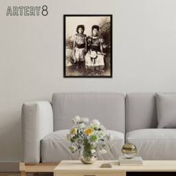 "Artery8 Burton Brothers Photograph of Samoan Princesses Framed Canvas Art in Brown - Size: W12"" x H16""" - thumbnail 3