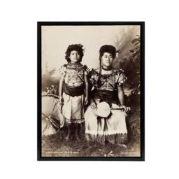 "Artery8 Burton Brothers Photograph of Samoan Princesses Framed Canvas Art in Brown - Size: W12"" x H16""" - thumbnail 1