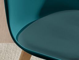 FurnitureboxUK Set of 2 Stockholm Natural Birch Wood Scandi Minimalist Dining Chairs with Faux Leather Cushion in Teal - thumbnail 6