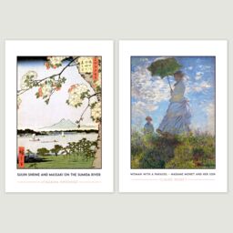 Artery8 Wall Art Print Classic Paintings Van Gogh Sunflowers Utagawa Suijin Shrine Monet Woman Parasol A4 Poster Pack of 4 Wall Art - thumbnail 3