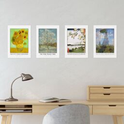 Artery8 Wall Art Print Classic Paintings Van Gogh Sunflowers Utagawa Suijin Shrine Monet Woman Parasol A4 Poster Pack of 4 Wall Art - thumbnail 4