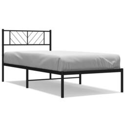 Berkfield Home Metal Bed Frame with Headboard Black 100x190 cm - thumbnail 2
