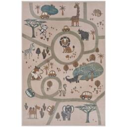 THE RUGS Adventures Animal Park Rug & Runner Kids Polypropylene Play Rug in Beige - Size: 120 cm x 170 cm - thumbnail 1