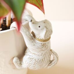 Lisa Angel Women's Ceramic Dog Planter Hanger in Off-White - thumbnail 1