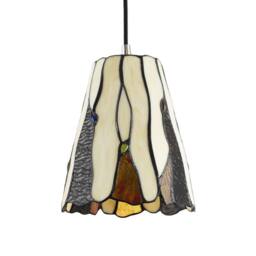 Happy Homewares Traditional Amber Stained Glass Tiffany Pendant Light Shade with Coloured Gems - thumbnail 2