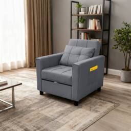 Alivio 3-in-1 Convertible Sofa Bed with Adjustable Backrest Pull-Out Sleeper in Dark Grey - thumbnail 8