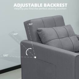 Alivio 3-in-1 Convertible Sofa Bed with Adjustable Backrest Pull-Out Sleeper in Dark Grey - thumbnail 3