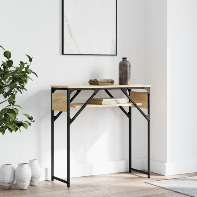 Berkfield Home Console Table with Shelf Sonoma Oak 75x30x75cm Engineered Wood in Brown - Size: 75 x 30 x 75 cm - image 1