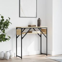 Berkfield Home Console Table with Shelf Sonoma Oak 75x30x75cm Engineered Wood in Brown - Size: 75 x 30 x 75 cm - thumbnail 1