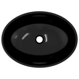Berkfield Home Basin Glass 50x37x14 cm Black - Size: 50 x 37 x 14 cm - thumbnail 5
