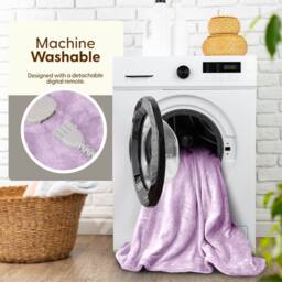Keplin Large Electric Heated Throw Blanket, Fleece Wool Duvet, 9 Heat Setting in Lilac - thumbnail 6