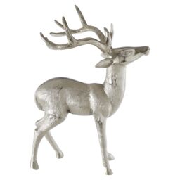 Orsina Nickel Finish Small Floor Standing Stag Sculpture, Reflective Stag Sculpture, Christmas Stag Sculpture in Silver - thumbnail 1