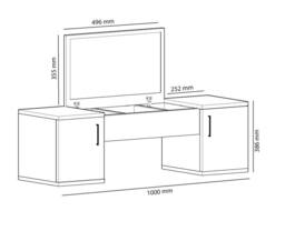 Destina Home Marie Wall-Mounted Makeup Table, Mirror, Shelves & Cabinets - 100 cm in White - Size: 1 Pack - thumbnail 6