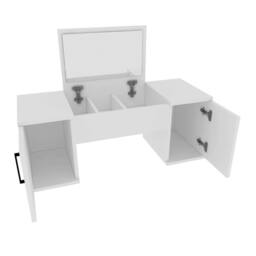 Destina Home Marie Wall-Mounted Makeup Table, Mirror, Shelves & Cabinets - 100 cm in White - Size: 1 Pack - thumbnail 1