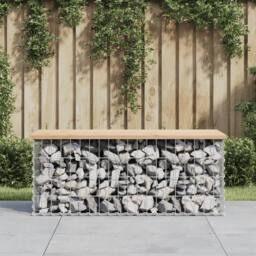 Berkfield Home Beautiful Garden Bench Gabion Design 103x44x42 cm Solid Wood Pine in Tan - Size: 103 x 44 x 42 cm - thumbnail 2