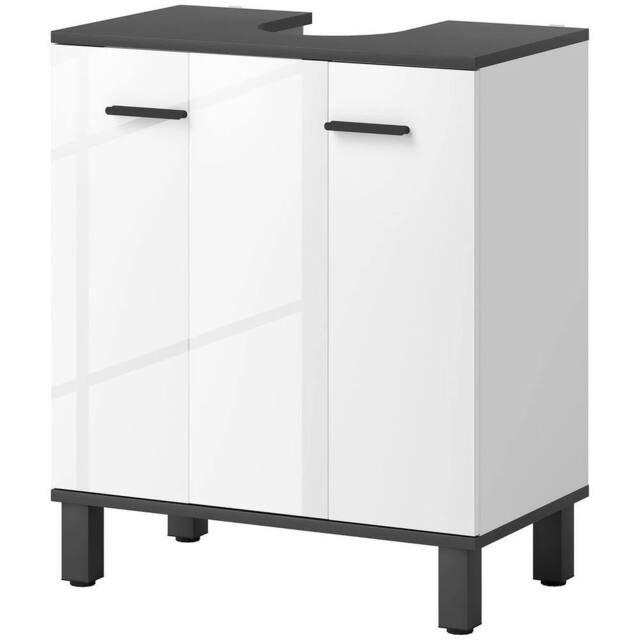 Kelvenix High Gloss Under Sink Bathroom Cabinet in White - image 1