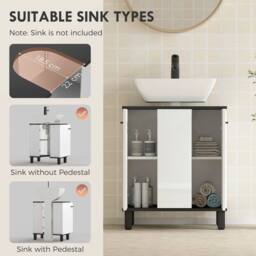 Kelvenix High Gloss Under Sink Bathroom Cabinet in White - thumbnail 3
