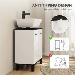 Kelvenix High Gloss Under Sink Bathroom Cabinet in White - thumbnail 5