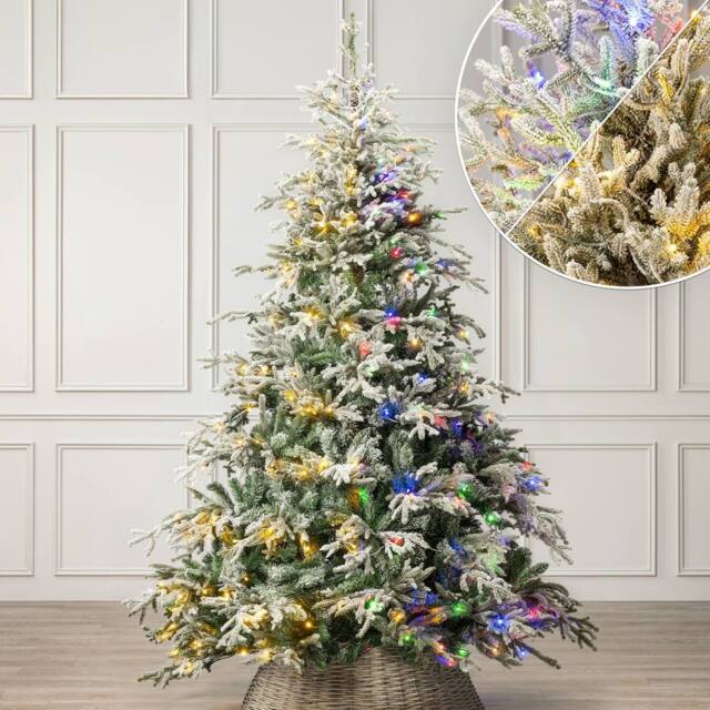 Christow Pre Lit Christmas Tree Verbier Fir Colour Switch & Timer 6ft 7ft 8ft in Green - image 1