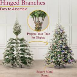 Christow Pre Lit Christmas Tree Verbier Fir Colour Switch & Timer 6ft 7ft 8ft in Green - thumbnail 4