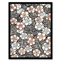 Artery8 Shin Bijutsukai Framed Wall Art Print Flowerbed Floral Pattern in Black - Size: A4 - thumbnail 1