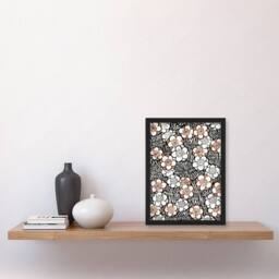 Artery8 Shin Bijutsukai Framed Wall Art Print Flowerbed Floral Pattern in Black - Size: A4 - thumbnail 2