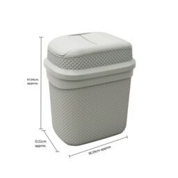 JVL Droplette Toilet Brush & Rectangular Lidded Bin in Light Grey - thumbnail 4
